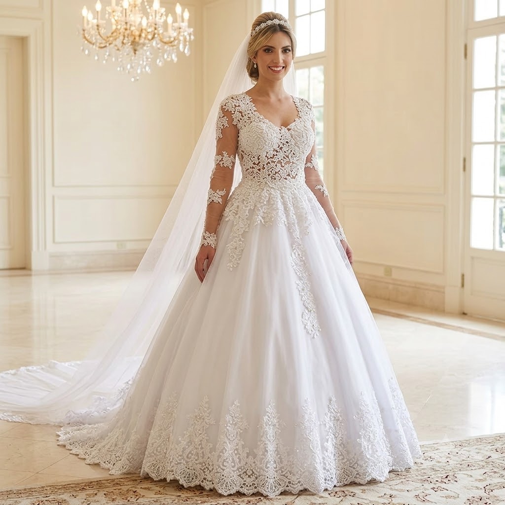 Luxury Sparkle Lace Bridal Gown