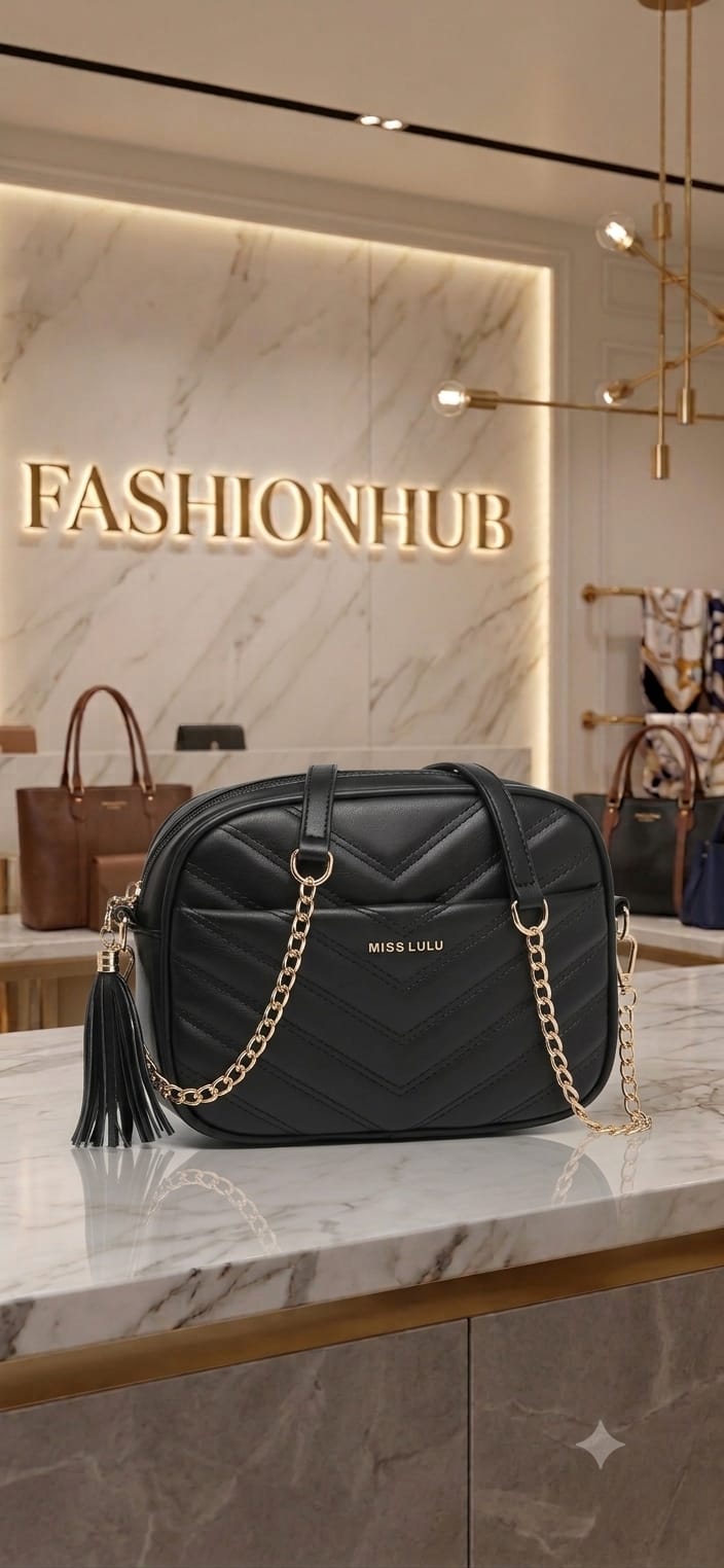 Miss Lulu Quilted Chevron Crossbody Bag