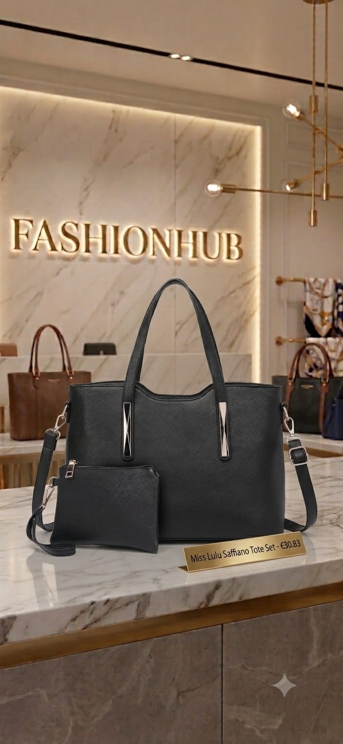 Miss Lulu Saffiano Tote Set