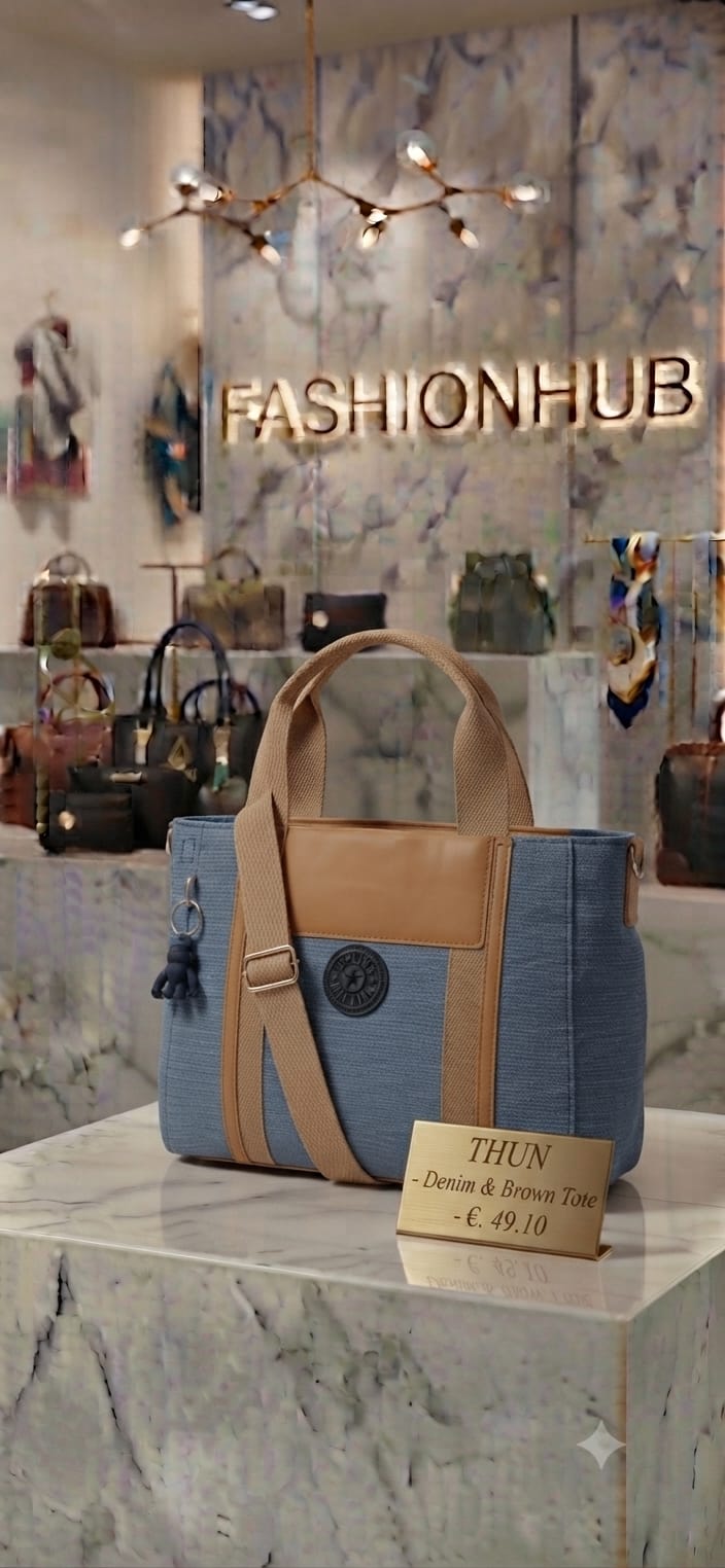 THUN Denim and Brown Tote