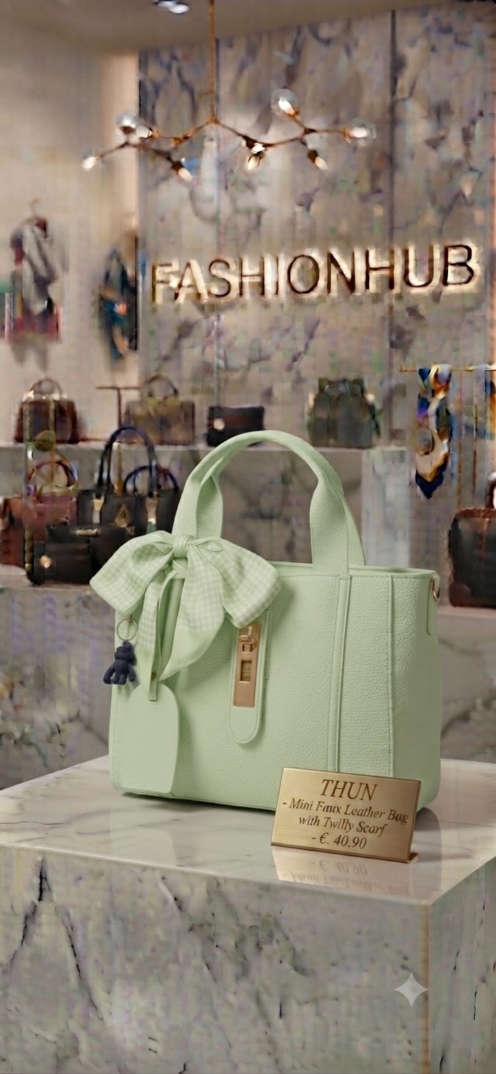 THUN Mini Faux Leather Bag with Twilly Scarf